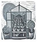 Greenhouse, linocut print by Sarah Kirby