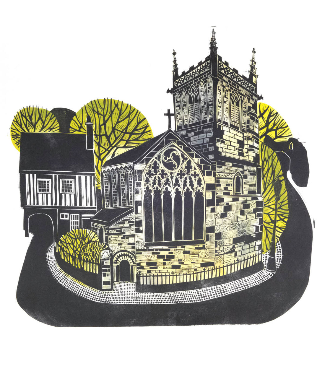 St Mary de Castro, a linocut print by Sarah Kirby