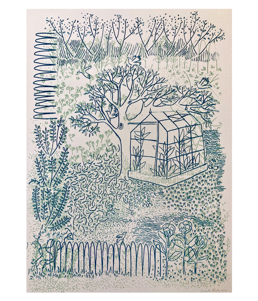 Another Plot, linocut print by Sarah Kirby