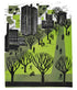 Leicester University VII linocut print by Sarah Kirby